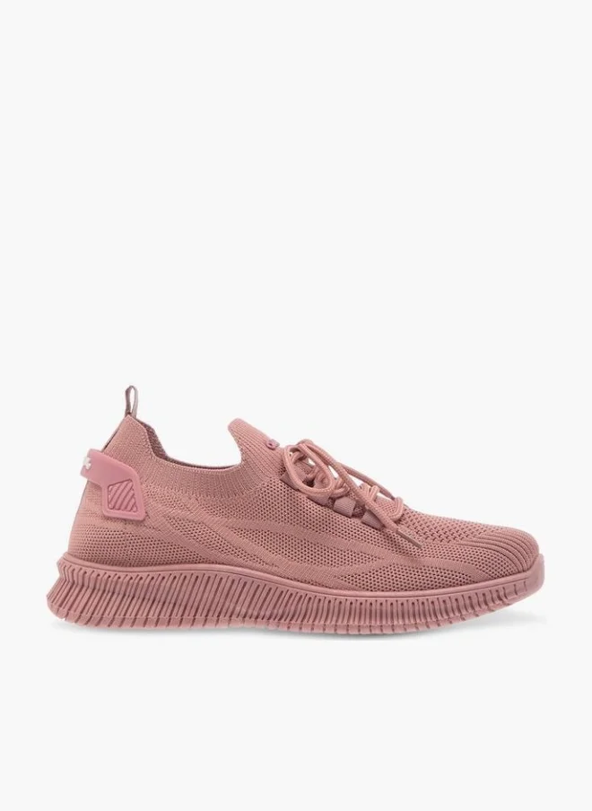 Women's Textured Sneakers with Lace-Up Closure