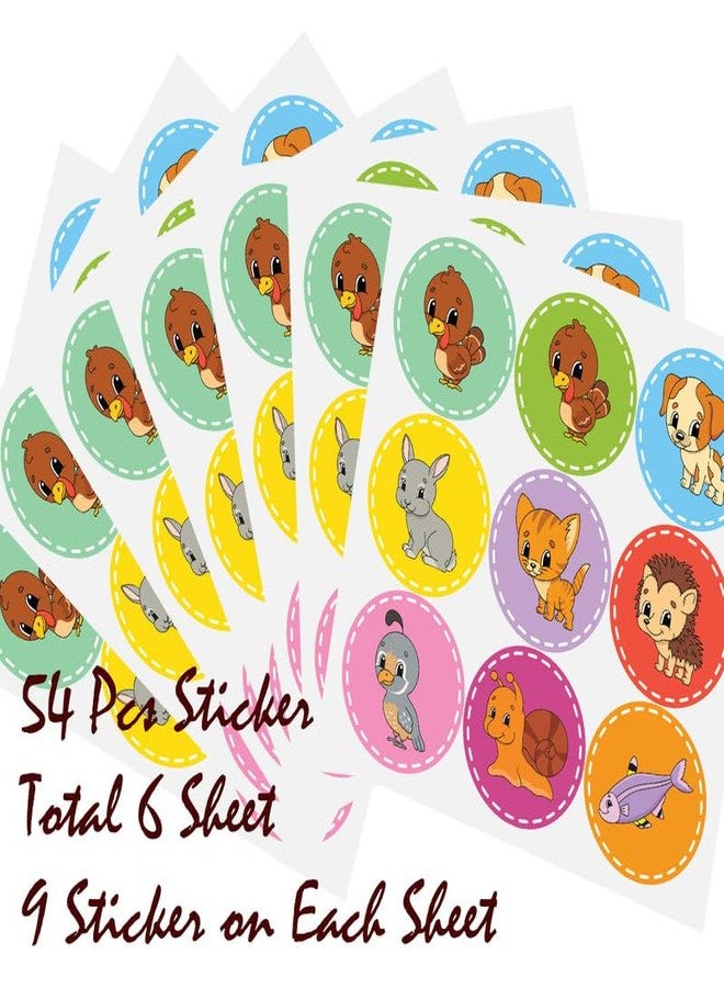 SLGIFT Vinyl Cartoon Theme Sticker, Self-Adhesive Vinyl Stickers, 54 Pieces, 2 x 2 Inches Round Sticker, 9 Unique Designs, R060 - Image 5
