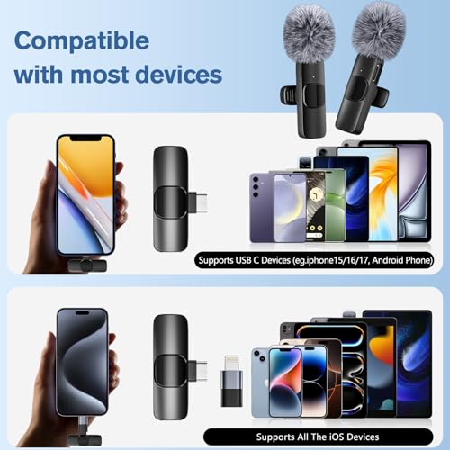 voijump Professional Wireless Microphone for iPhone,iPad,Android, Lavalier Lapel Mic for Video Recording, Mini Mic Crystal Clear Recording with USB-C for Content Creators Vlog YouTube Tiktok Podcast Interview - Image 4