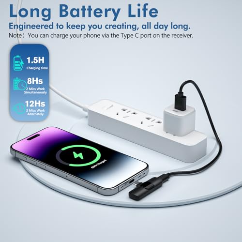 voijump Professional Wireless Microphone for iPhone,iPad,Android, Lavalier Lapel Mic for Video Recording, Mini Mic Crystal Clear Recording with USB-C for Content Creators Vlog YouTube Tiktok Podcast Interview - Image 5