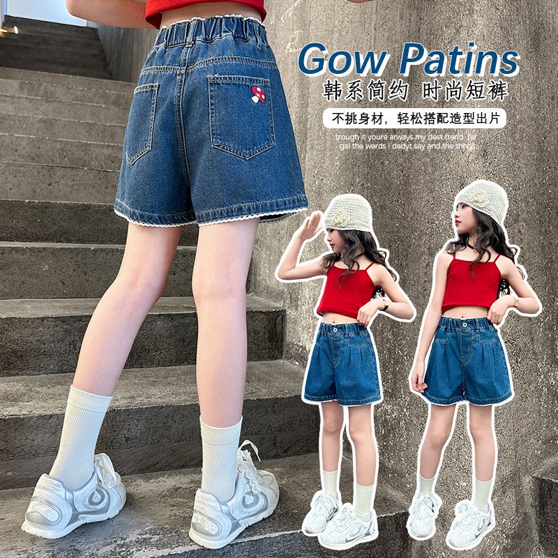 Girls' Denim Shorts For Summer Children'S Thin Jeans For Older Girls Korean Style Trendy Shorts - Image 2