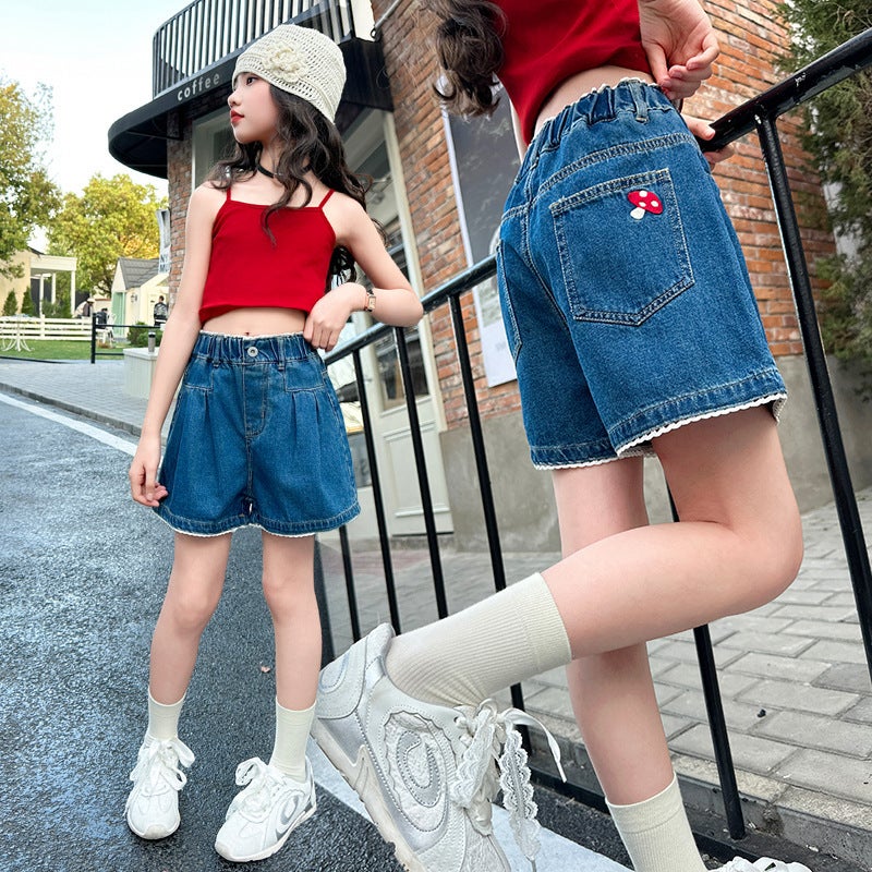 Girls' Denim Shorts For Summer Children'S Thin Jeans For Older Girls Korean Style Trendy Shorts - Image 3