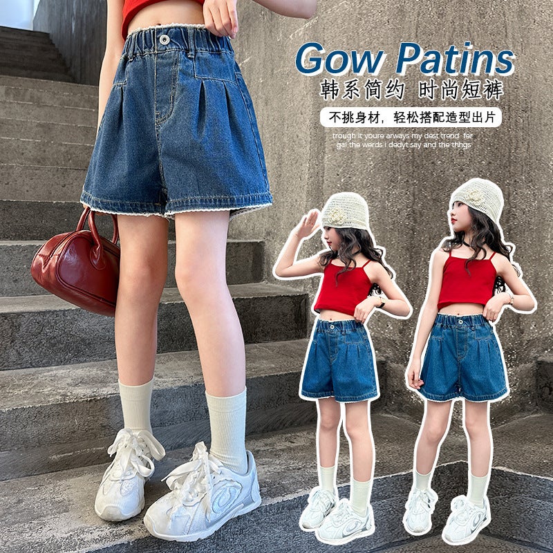 Girls' Denim Shorts For Summer Children'S Thin Jeans For Older Girls Korean Style Trendy Shorts - Image 5