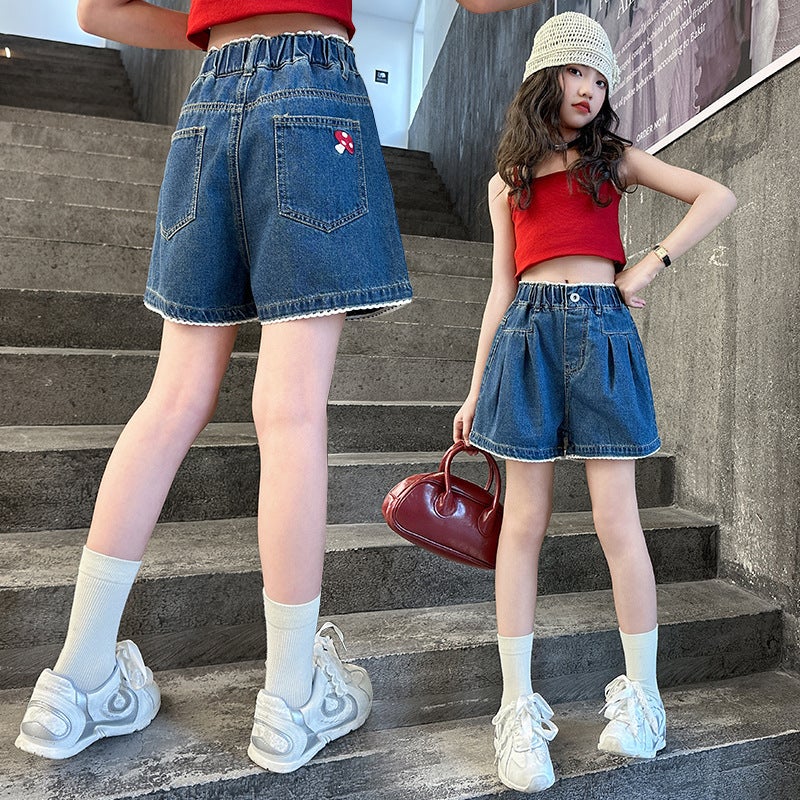Girls' Denim Shorts For Summer Children'S Thin Jeans For Older Girls Korean Style Trendy Shorts - Image 4