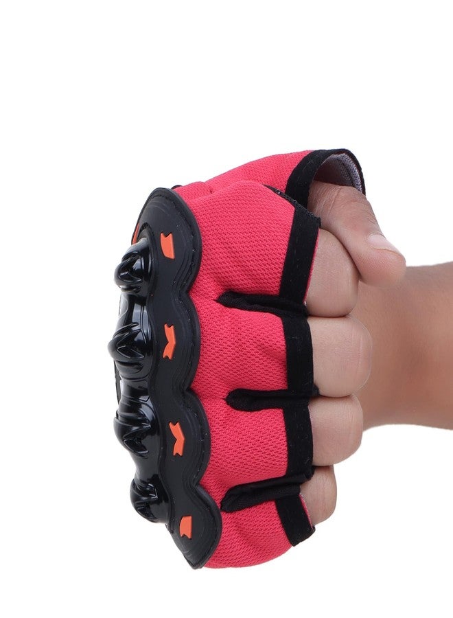 SHIFTER Tactical Half Finger Riding Gloves for Bikers, Motorcycle Gloves for Men, Waterproof Bike Gloves, Cycling Gloves, Driving Gloves, Biker Hand Gloves, Riding Gear, Safety Gloves (RED) - Image 5