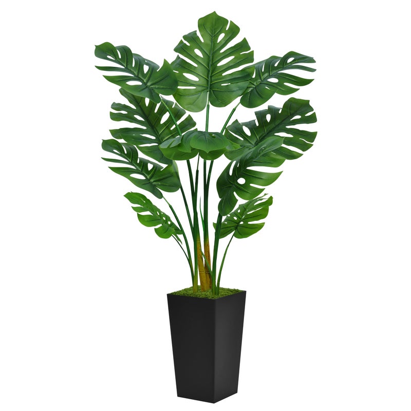 ASTIDY Artificial Monstera Deliciosa Plant 5FT - Faux Tropical Palm Tree with Black Tall Planter - Fake Swiss Cheese Floor Plant in Pot - Artificial Tree for Home Office Living Room Decor Indoor - Image 1