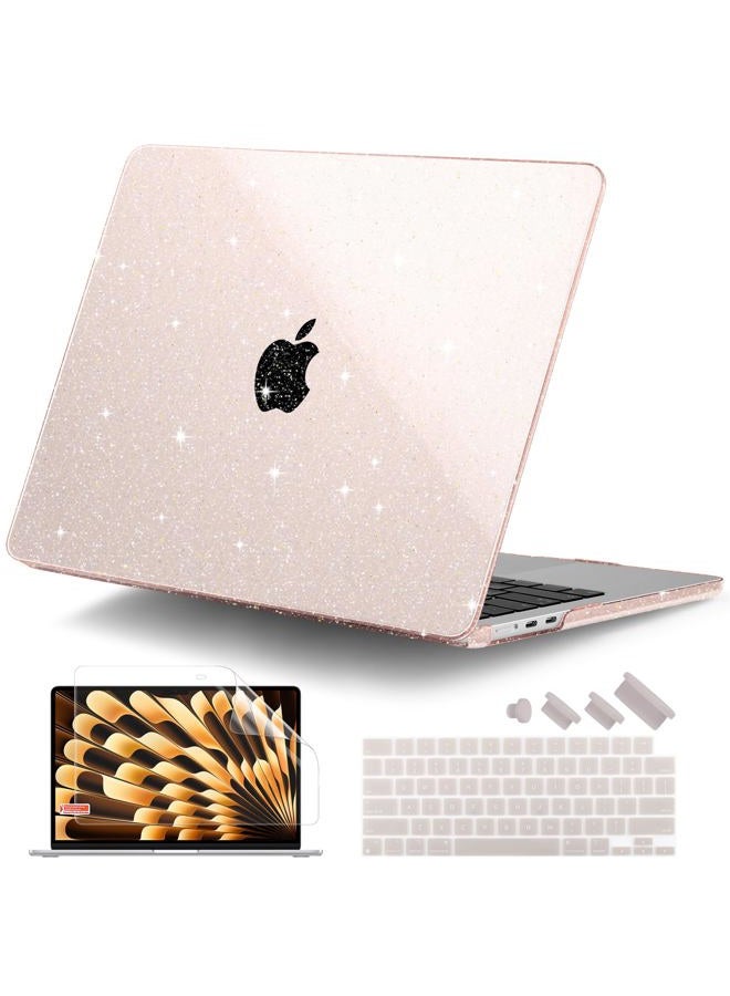 DONGKE Compatible with MacBook Air 13.6 inch Case M4 M3 M2 2025 2024 2023 2022 A3240 A3113 A2681, Glitter Bling Plastic Hard Shell & Keyboard Cover for MacBook Air M4 13 inch Case, Starlight - Image 1