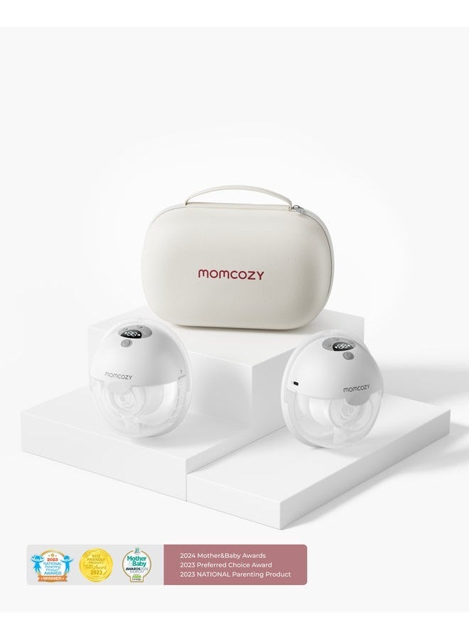 Momcozy M5 All-in-One Wearable Breast Pump Hands Free Wireless Double Natural Latch Angle 9 Levels Ultra Quiet Lightest Hard Shell Case Included Pump Like Your Baby Is Right There With You - Image 1
