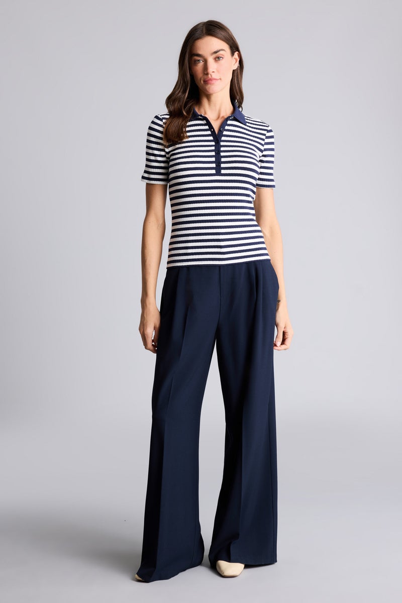 ديفاكتو تيشيرت بولو مخطط نص كم سليم فيت - Image 2