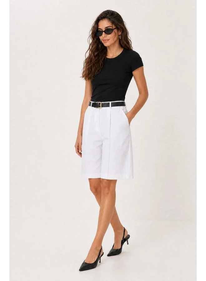 Lovely Istanbul Pocketed Bermuda Knit Shorts LFK0023 WHITE.