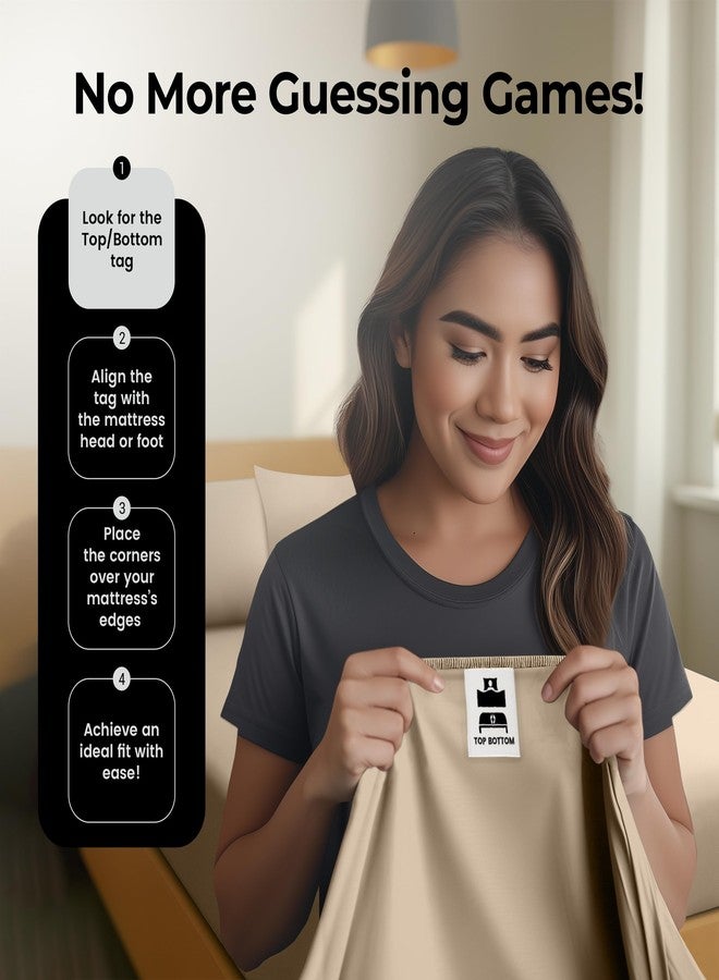 Utopia Bedding Fitted Sheet - Pack of 2 Bottom Sheets - Soft Brushed Microfiber - Deep Pockets, Shrinkage & Fade Resistant - Easy Care (Full, Beige) - Image 4