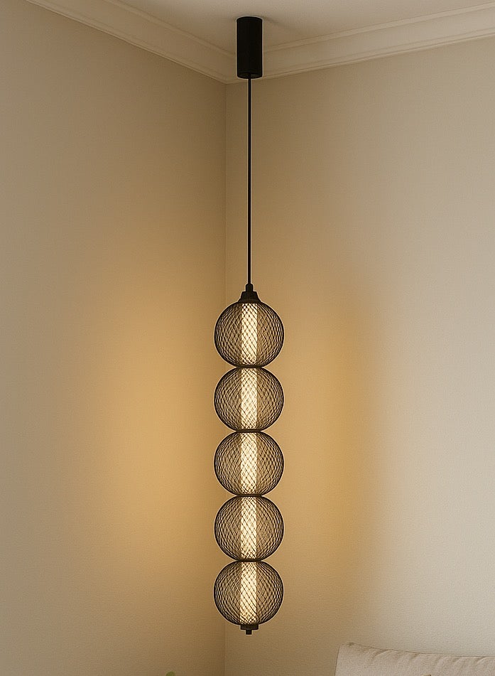 LED ceiling hanging chandelier with three lights, modern black and white frame, size 60 cm  - Image 1