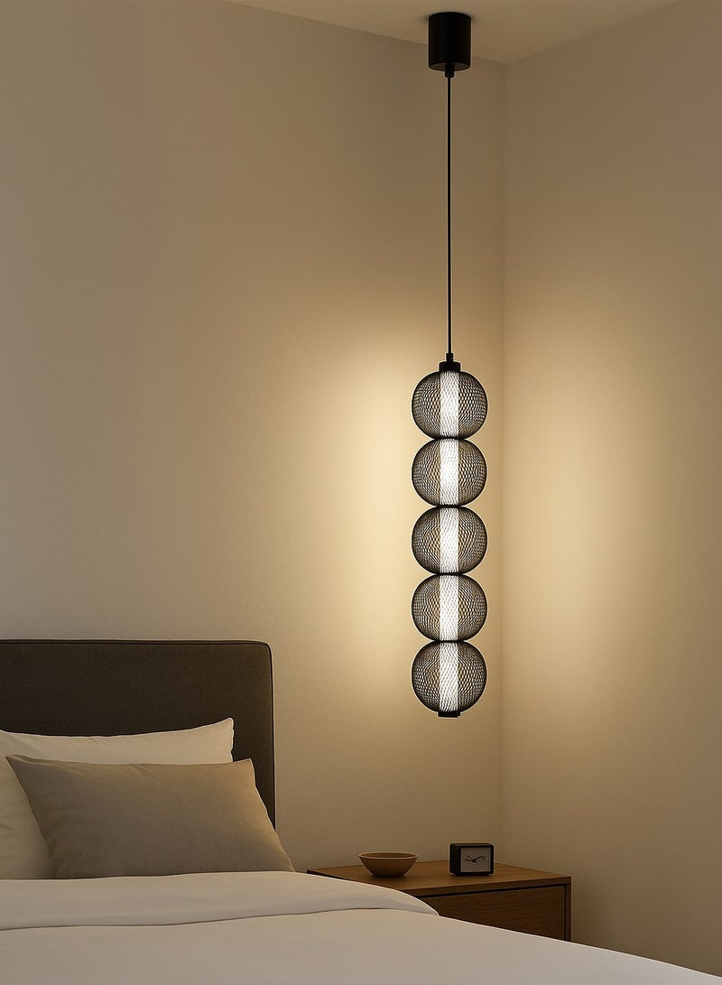 LED ceiling hanging chandelier with three lights, modern black and white frame, size 60 cm  - Image 2