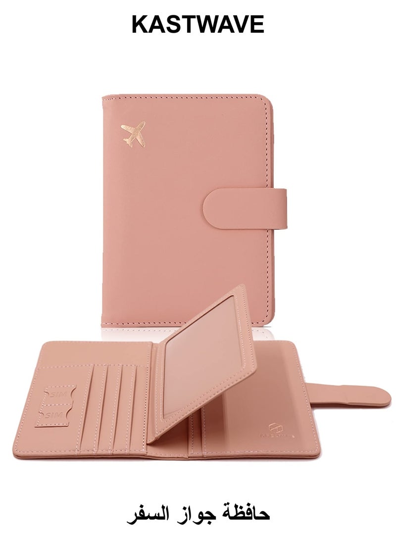 KASTWAVE Passport Holder, Passport Holder Card Slots, Creative Aircraft Certificate Storage Bag, Cute Passport Cover for Women and Men, Waterproof Rfid Blocking Travel Wallet (Pink) - Image 1