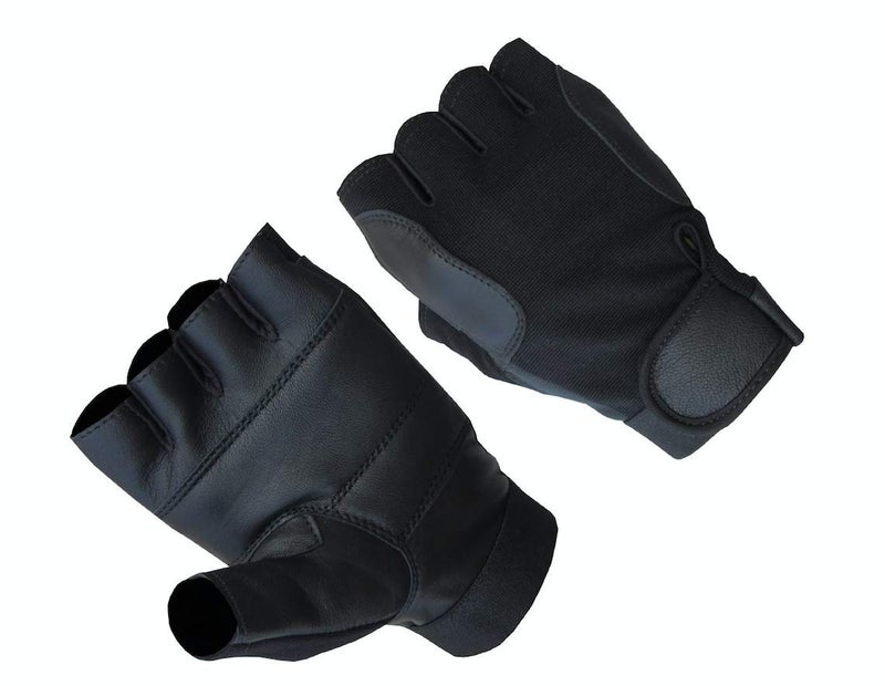A&H Apparel Mens Premium Genuine Lamb Fingerless Leather Driving Gloves (Large)