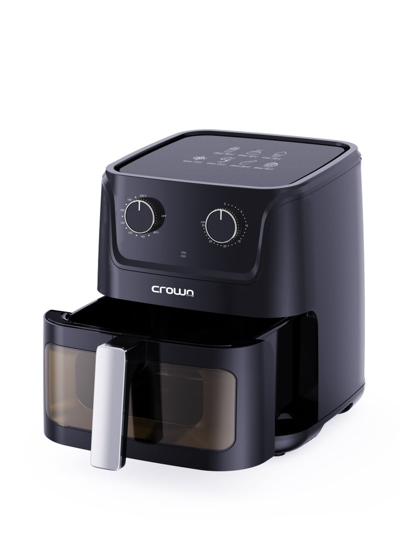 Crownline AF-396 Air Fryer w/Visible Cooking Window, Rapid Hot Air Circulation for Frying, Grilling, Broiling, Roasting, Baking & more, 5.5L/2.4kg Capacity, 80-200℃ Temp Range, 30-Min Timer 5.5 L 1500 W AF-396 Black - Image 3