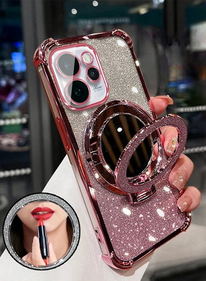 بريق مغناطيسي لحافظة Oppo Reno 15 Pro ، واقي عدسة الكاميرا ، حامل لامع ، مرآة مكياج ، يدعم الشحن اللاسلكي ، غطاء Oppo Reno 15 Pro 5G فاخر ومقاوم للصدمات - Image 1