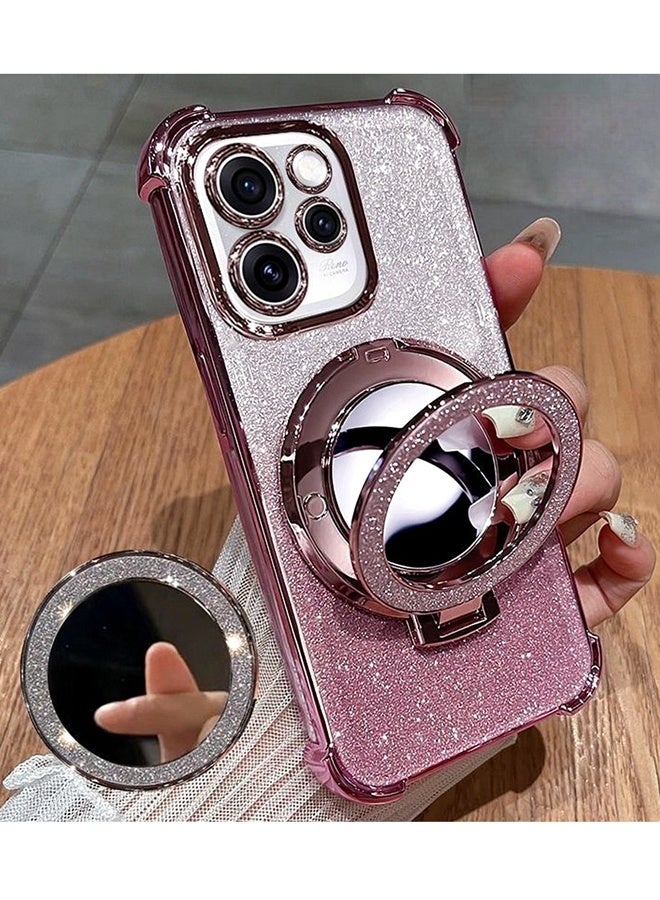 بريق مغناطيسي لحافظة Oppo Reno 15 Pro ، واقي عدسة الكاميرا ، حامل لامع ، مرآة مكياج ، يدعم الشحن اللاسلكي ، غطاء Oppo Reno 15 Pro 5G فاخر ومقاوم للصدمات - Image 2