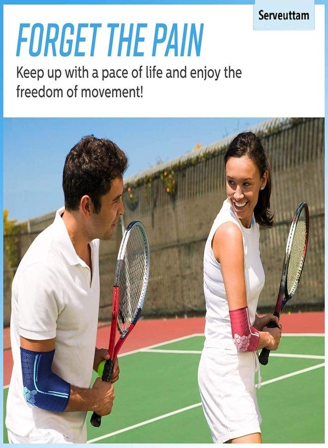 serveuttam Nylon ? Elbow Support For Gym-Elbow Band For Pain Relief|Tennis Elbow Support For Badminton|Tennis Elbow Band For Men Women Elbow Sleeves Arm Support For Pain Relief (1Pair) (Blue-Grey, S) - Image 4