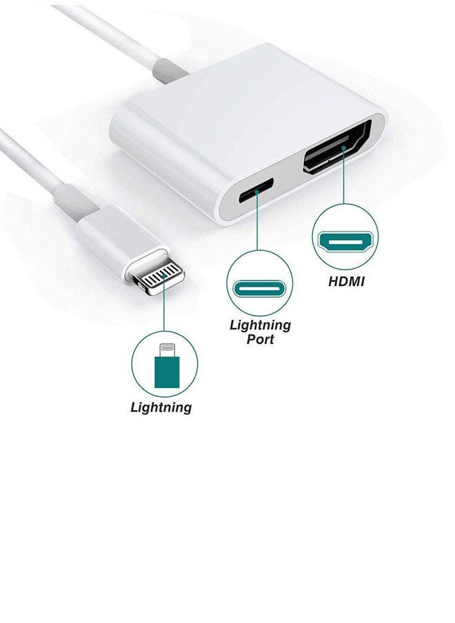 NIBEMINENT - Lightning To HDMI Adapter For Apple iPhone/iPad White - Image 1