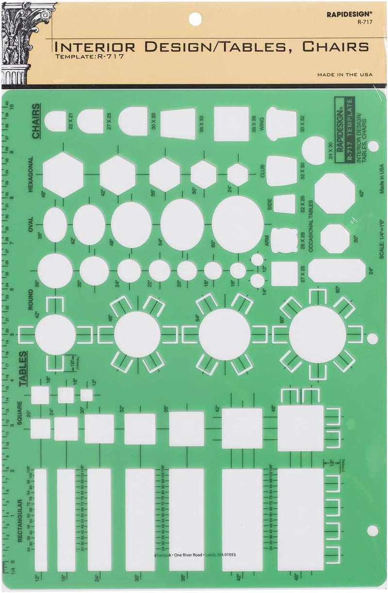 Interior Design Template for Table/Chairs, 1 Each (R717)