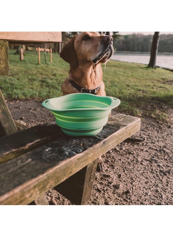 Beco Travel Bowl - Collapsable Silicone Food and Water Bowl for Dogs - M - Green - Image 2