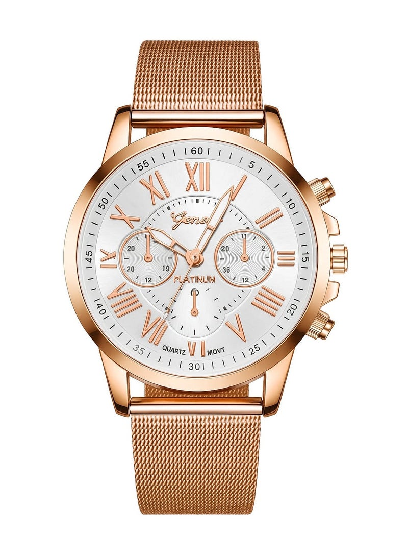 Geneva A luxurious rose gold wristwatch with an elegant design, Roman numerals, and a modern touch - Image 2