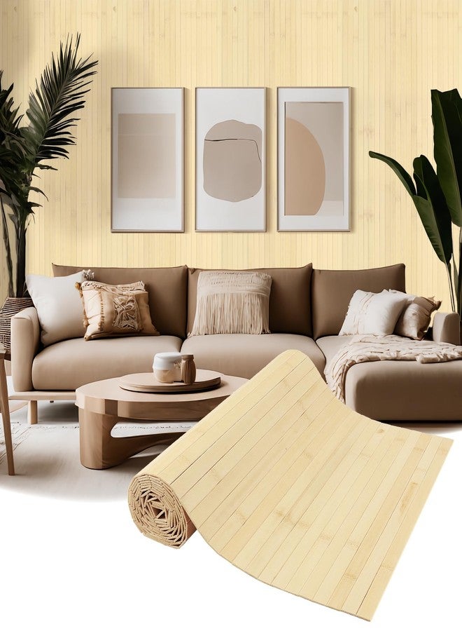 EYAYEN Natural Bamboo Wall Panel for Interior Wall Decor, Pole Wrap Wainscoting Interior Wall Cladding Panel for Kitchen Island, Bedroom, Living Room Office,Decor(16" H x 96" L, Raw) - Image 1