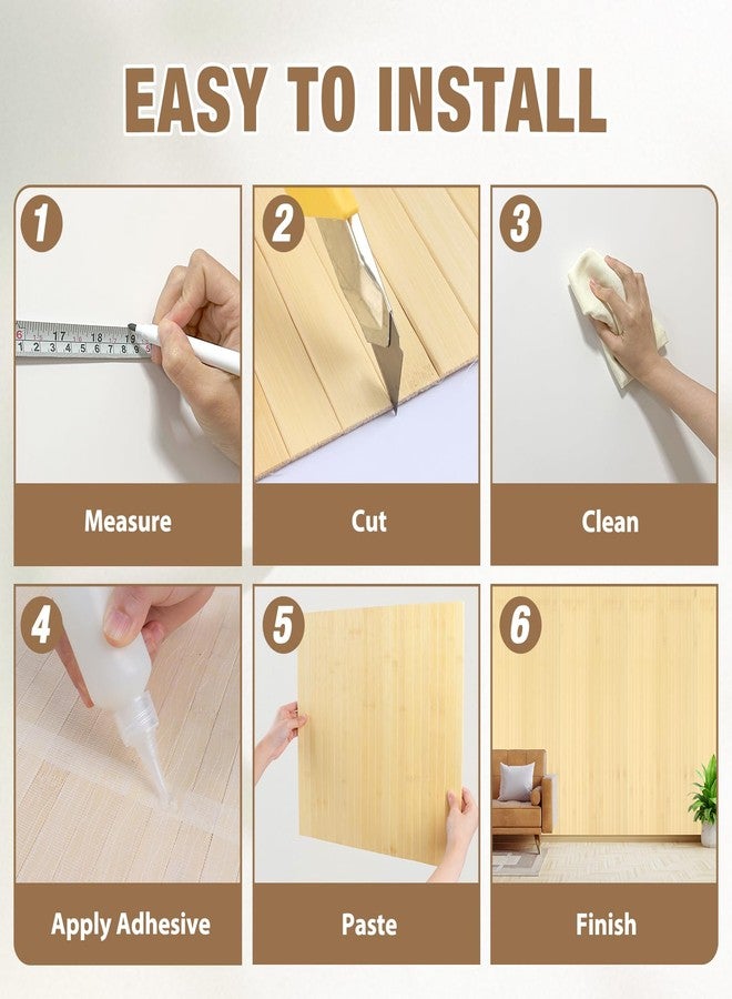 EYAYEN Natural Bamboo Wall Panel for Interior Wall Decor, Pole Wrap Wainscoting Interior Wall Cladding Panel for Kitchen Island, Bedroom, Living Room Office,Decor(16" H x 96" L, Raw) - Image 4