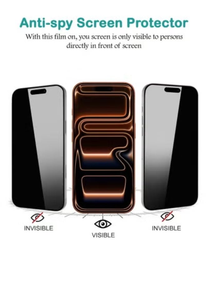 دوسالا حماية شاشة خاصة غير لامعة مضادة لبصمات الأصابع نانو سيراميك لجهاز iPhone 17 Pro Max - تغطية حواف حادة 9H وحقيبة تغطية كاملة مع تكنولوجيا مضادة للتجسس، سطح مقاوم للخدوش، تجربة لمسة سلسة، وتشطيب أسود متين لحماية الشاشة بشكل كامل. - Image 3