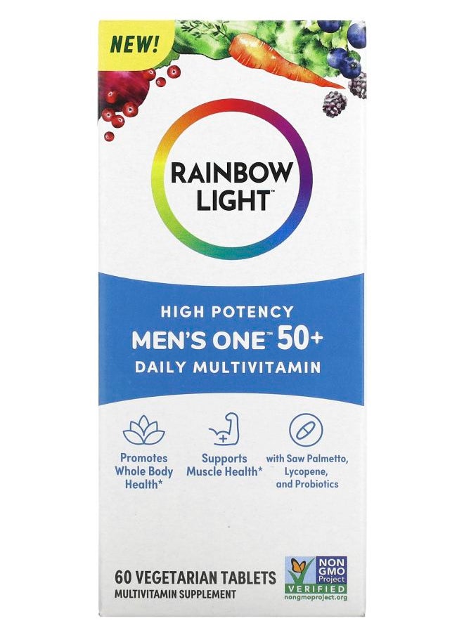 Rainbow Light Men's One 50+ Daily Multivitamin High Potency 60 Vegetarian Tablets 