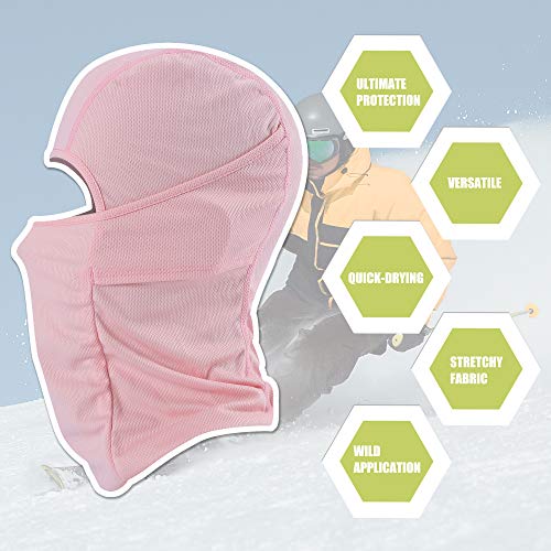 hikevalley Balaclava Face Mask Adjustable Windproof UV Protection Hood (US, Alpha, One Size, Pink) - Image 4