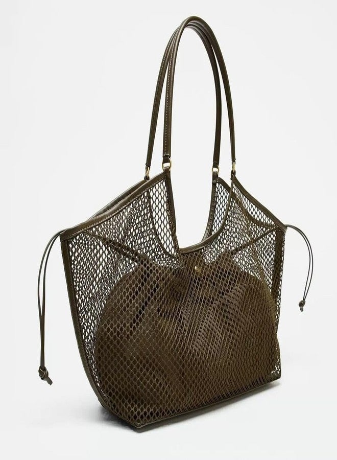 Molodo Large Mesh Hobo for Women Summer Beach Bag with Inner Bag Large Tote Elegant Purses for Vacation Travel - Image 4
