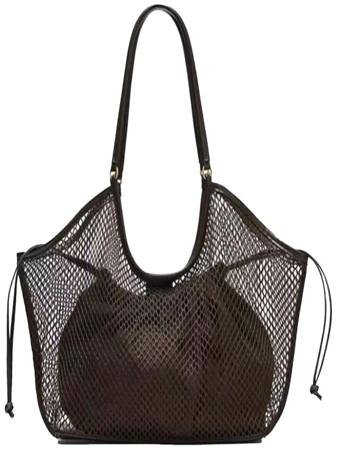 Molodo Large Mesh Hobo for Women Summer Beach Bag with Inner Bag Large Tote Elegant Purses for Vacation Travel - Image 1