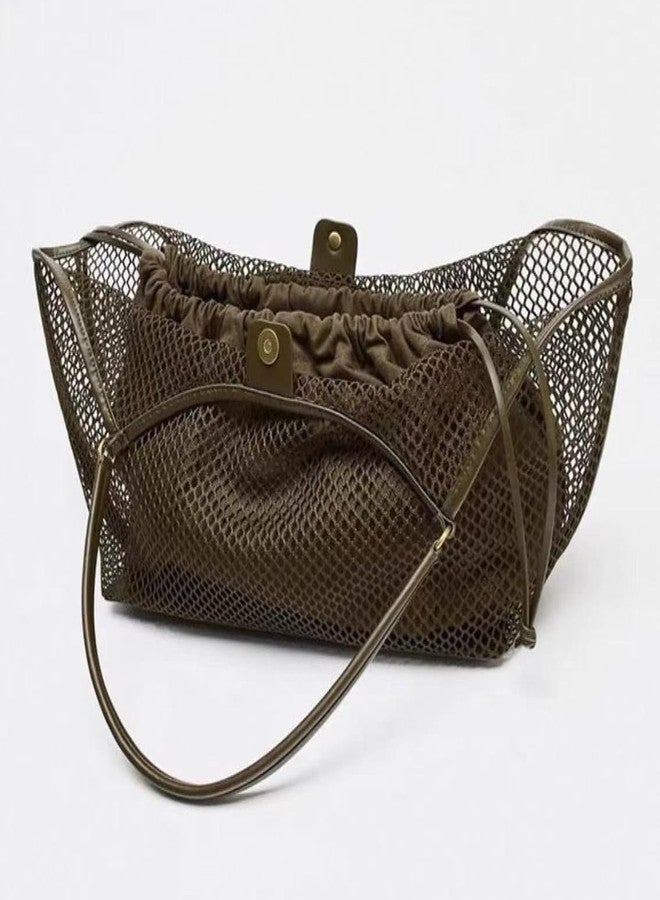 Molodo Large Mesh Hobo for Women Summer Beach Bag with Inner Bag Large Tote Elegant Purses for Vacation Travel - Image 3