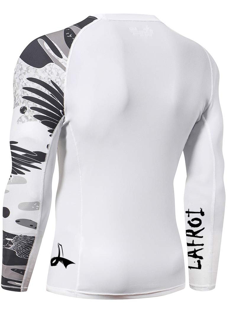 LAFROI LAFROI Men's Long Sleeve UPF 50+ Baselayer Skins Performance Fit Compression Rash Guard-CLYYB Asym Trace Size MD  - Image 4