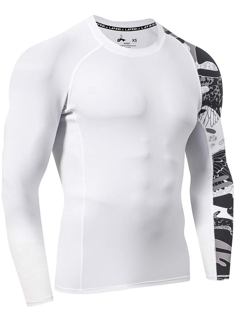 LAFROI LAFROI Men's Long Sleeve UPF 50+ Baselayer Skins Performance Fit Compression Rash Guard-CLYYB Asym Trace Size MD  - Image 3