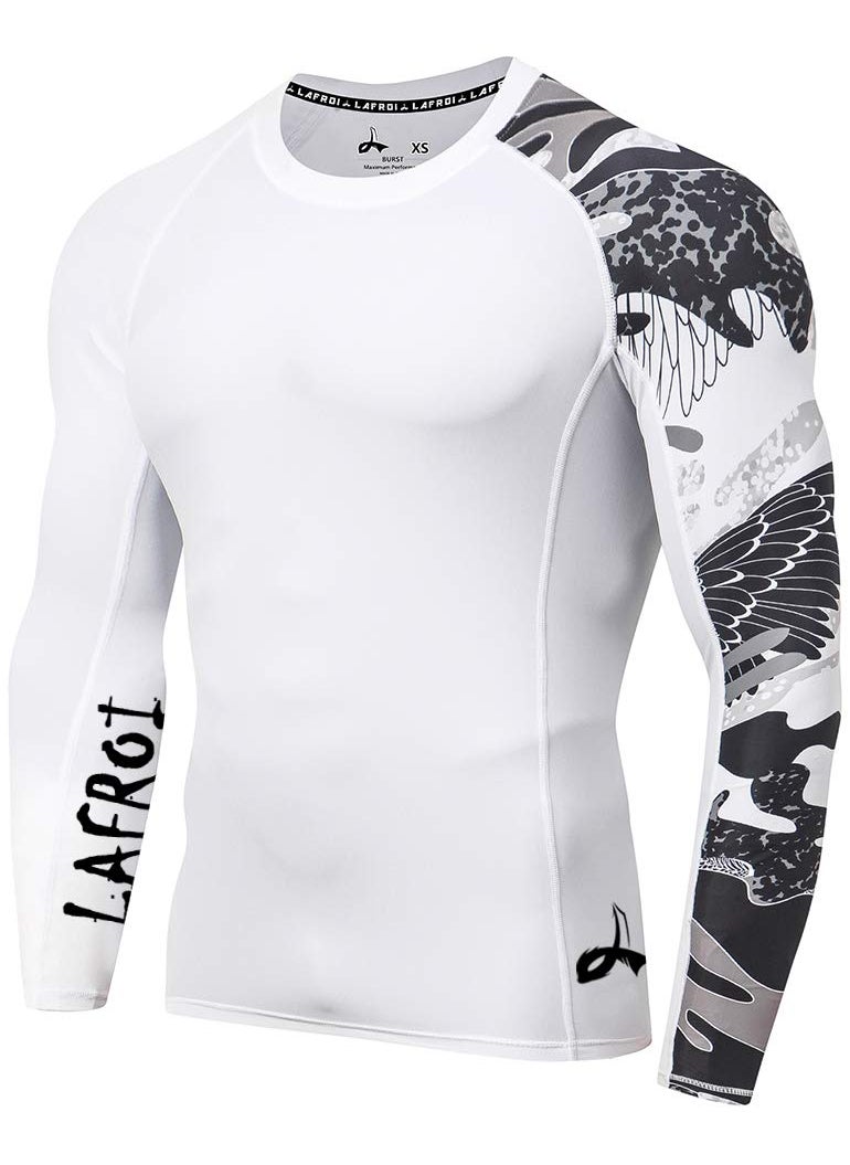 LAFROI LAFROI Men's Long Sleeve UPF 50+ Baselayer Skins Performance Fit Compression Rash Guard-CLYYB Asym Trace Size MD  - Image 1