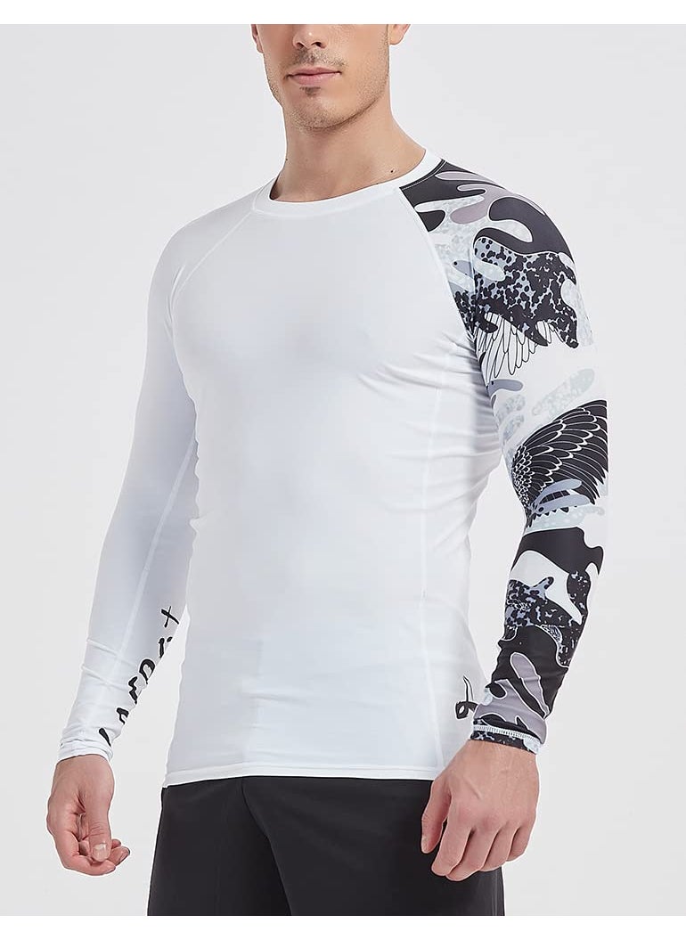 LAFROI LAFROI Men's Long Sleeve UPF 50+ Baselayer Skins Performance Fit Compression Rash Guard-CLYYB Asym Trace Size MD  - Image 5