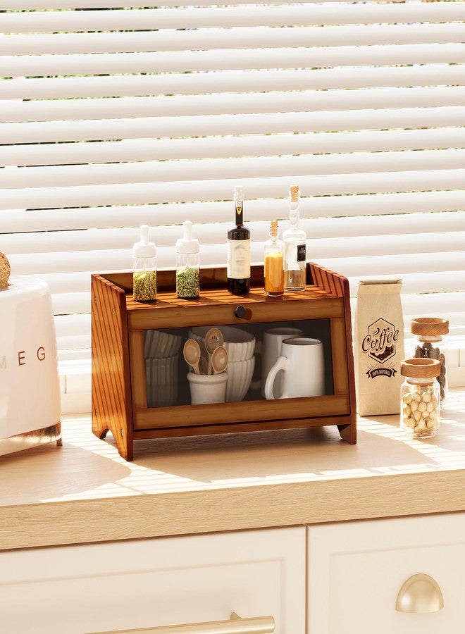 BAMBANG Small Brown Kitchen Worktop Bread Box - Image 5