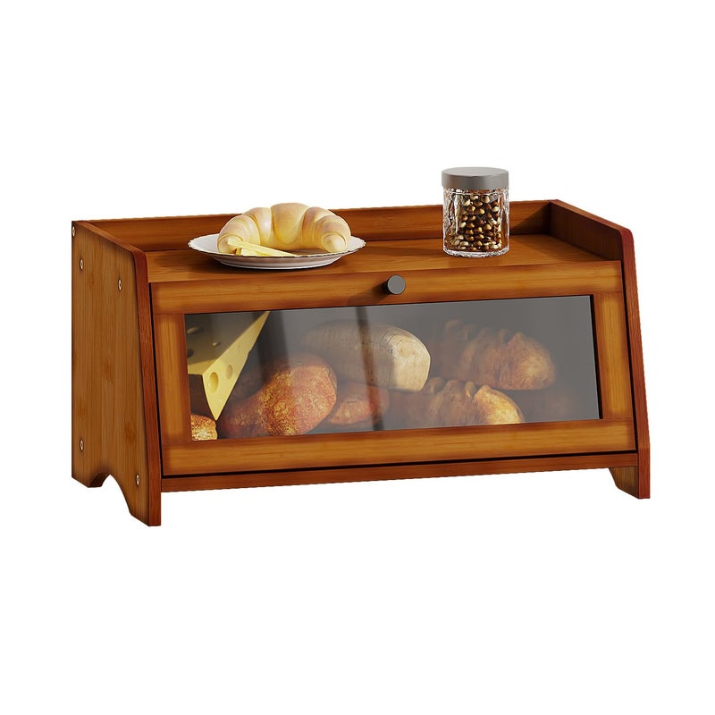 BAMBANG Small Brown Kitchen Worktop Bread Box - Image 1