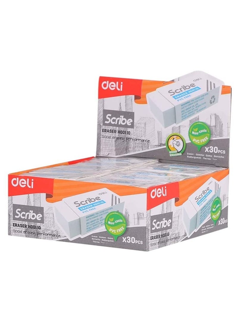 Deli 30-Piece White Eraser Set  - Image 1