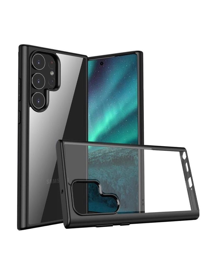 ماجيك ماسك حافظة شفافة من سلسلة Magic Mask Q متوافقة مع حافظة صلبة مضادة للصدمات + غطاء خلفي صلب واقٍ من السيليكون الشفاف مع إطار من السيليكون لهاتف اس 23 الترا اسود - Image 1