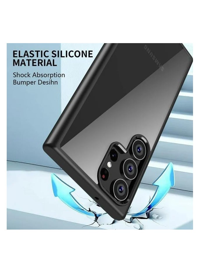 ماجيك ماسك حافظة شفافة من سلسلة Magic Mask Q متوافقة مع حافظة صلبة مضادة للصدمات + غطاء خلفي صلب واقٍ من السيليكون الشفاف مع إطار من السيليكون لهاتف اس 23 الترا اسود - Image 3