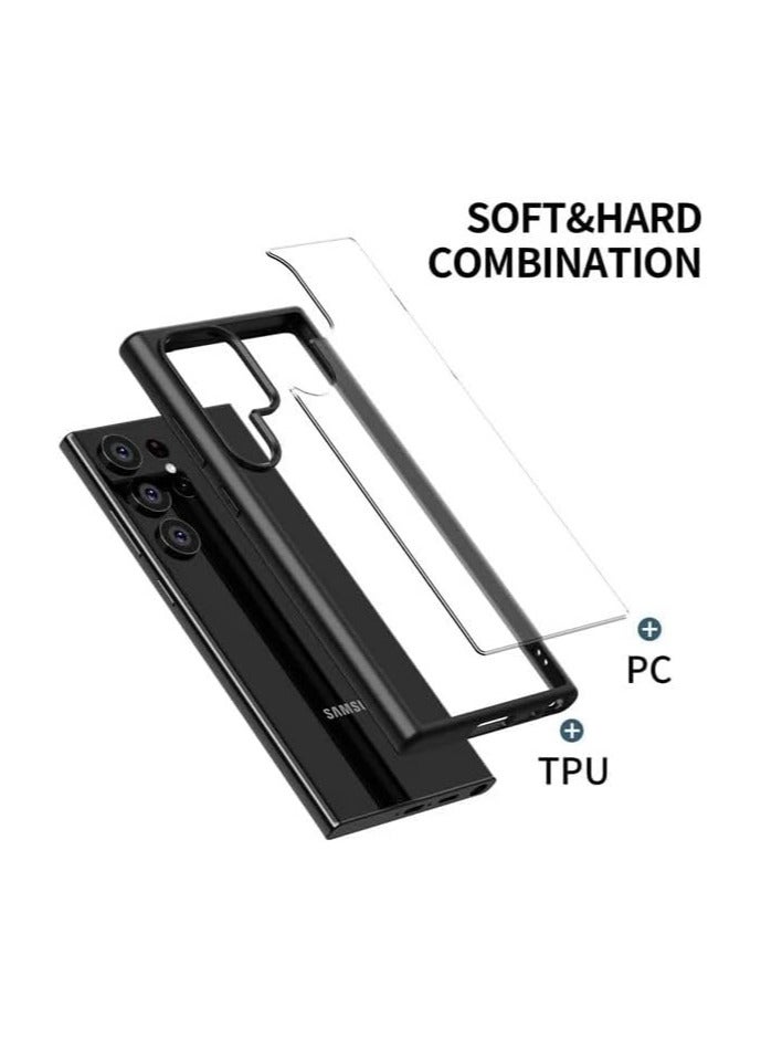 ماجيك ماسك حافظة شفافة من سلسلة Magic Mask Q متوافقة مع حافظة صلبة مضادة للصدمات + غطاء خلفي صلب واقٍ من السيليكون الشفاف مع إطار من السيليكون لهاتف اس 23 الترا اسود - Image 5