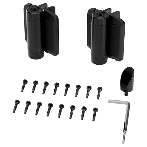 SANKEYTEW Black Self Closing Gate Hinges SelfAligning Heavy Duty Spring Hinges Adjustable Tension Pool Safety HingeSquare Post Aluminum Gates Swing Close 1 Black - Image 3