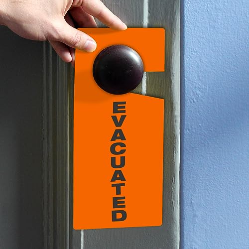 SmartSign Pack of 25 Evacuated Door Knob Hanger Tags 4 x 9 15 mil Vinyl Claw Shaped Fluorescent Orange Easy to Display - Image 3