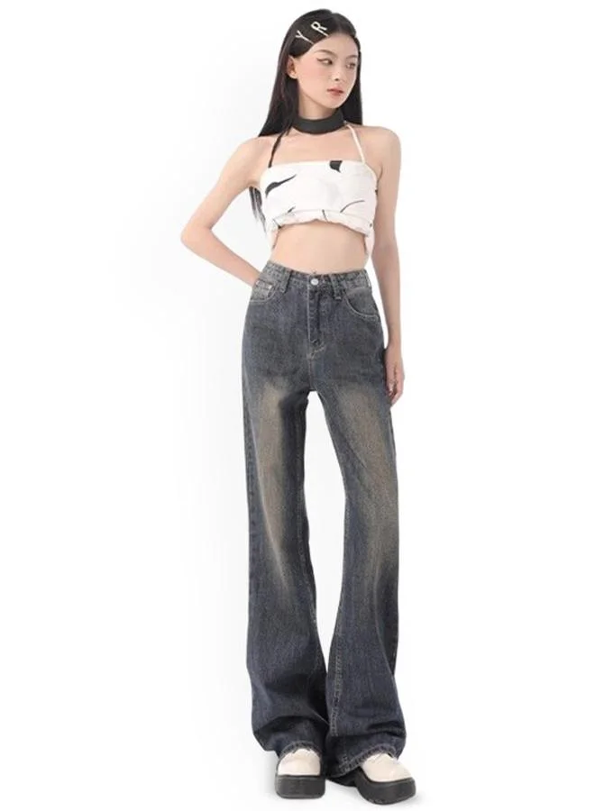 يونيكي Blue Cotton Flared High-Rise Jeans