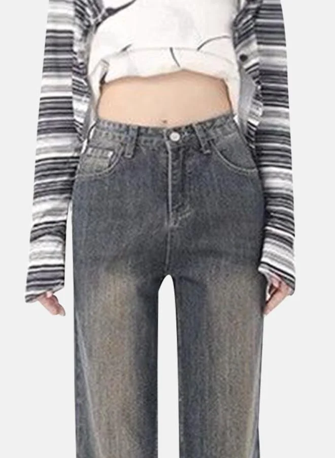 يونيكي Blue Cotton Flared High-Rise Jeans
