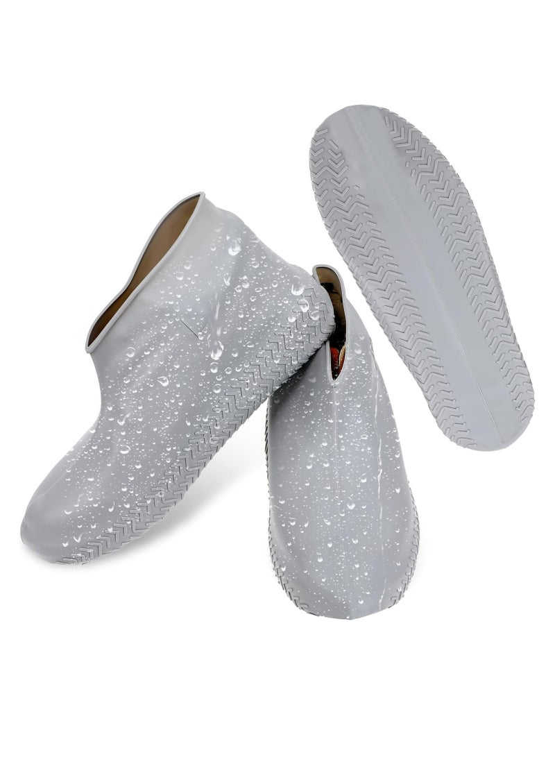 أوزيغالور أغطية أحذية سيليكون مقاومة للماء، مانعة للانزلاق، قابلة لإعادة الاستخدام، للرجال والنساء (L، رمادي). - Image 1